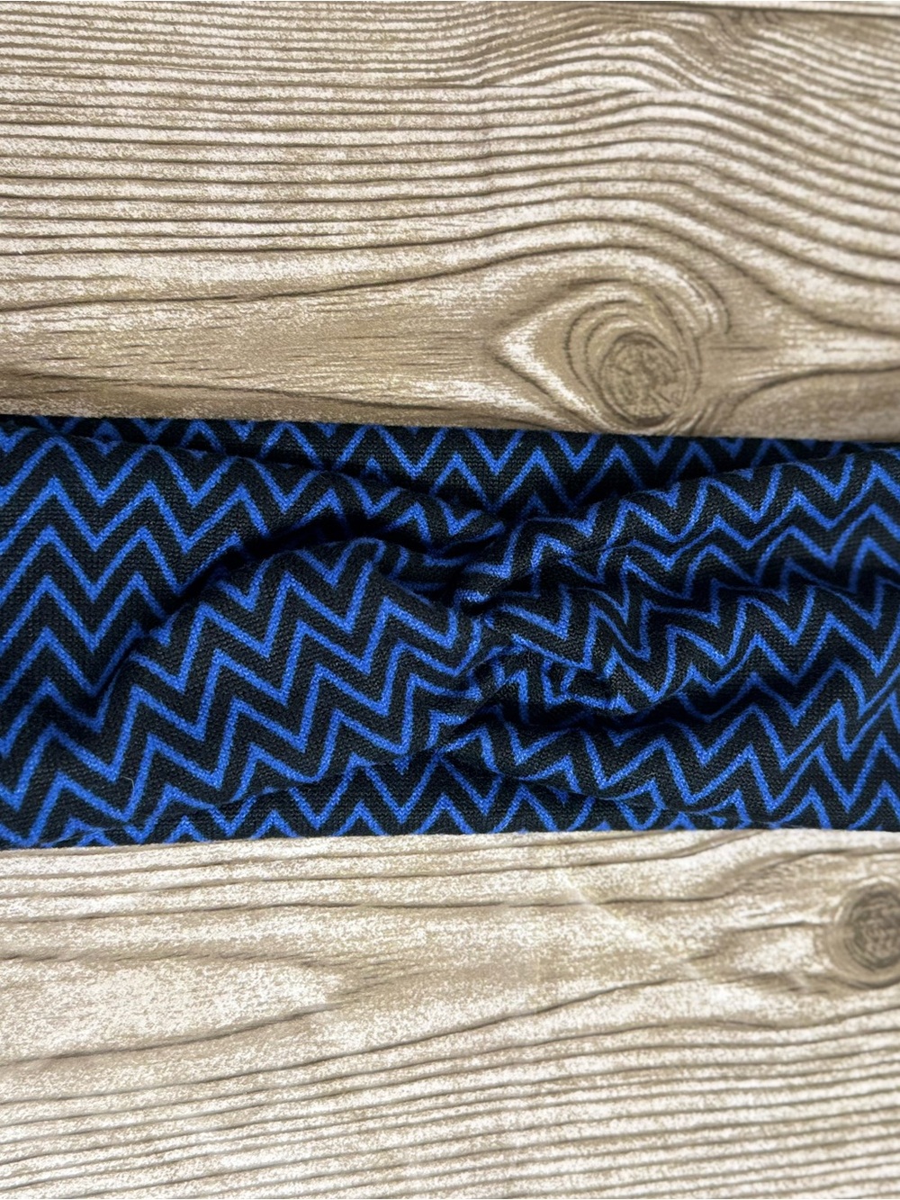 Chevron Pattern Blue and Black twisted headband